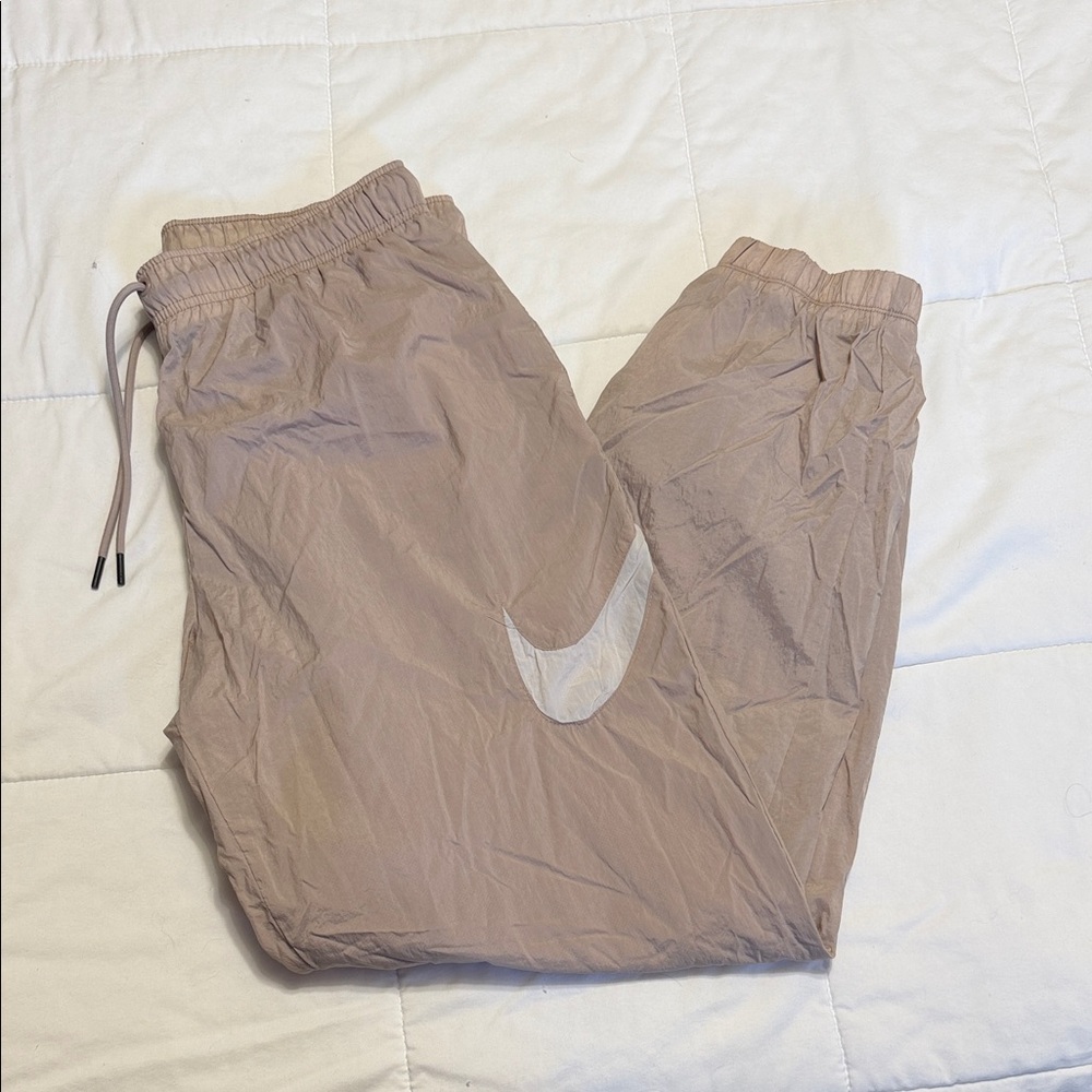 Nike Women's Track Joggers Taupe with White Swoosh